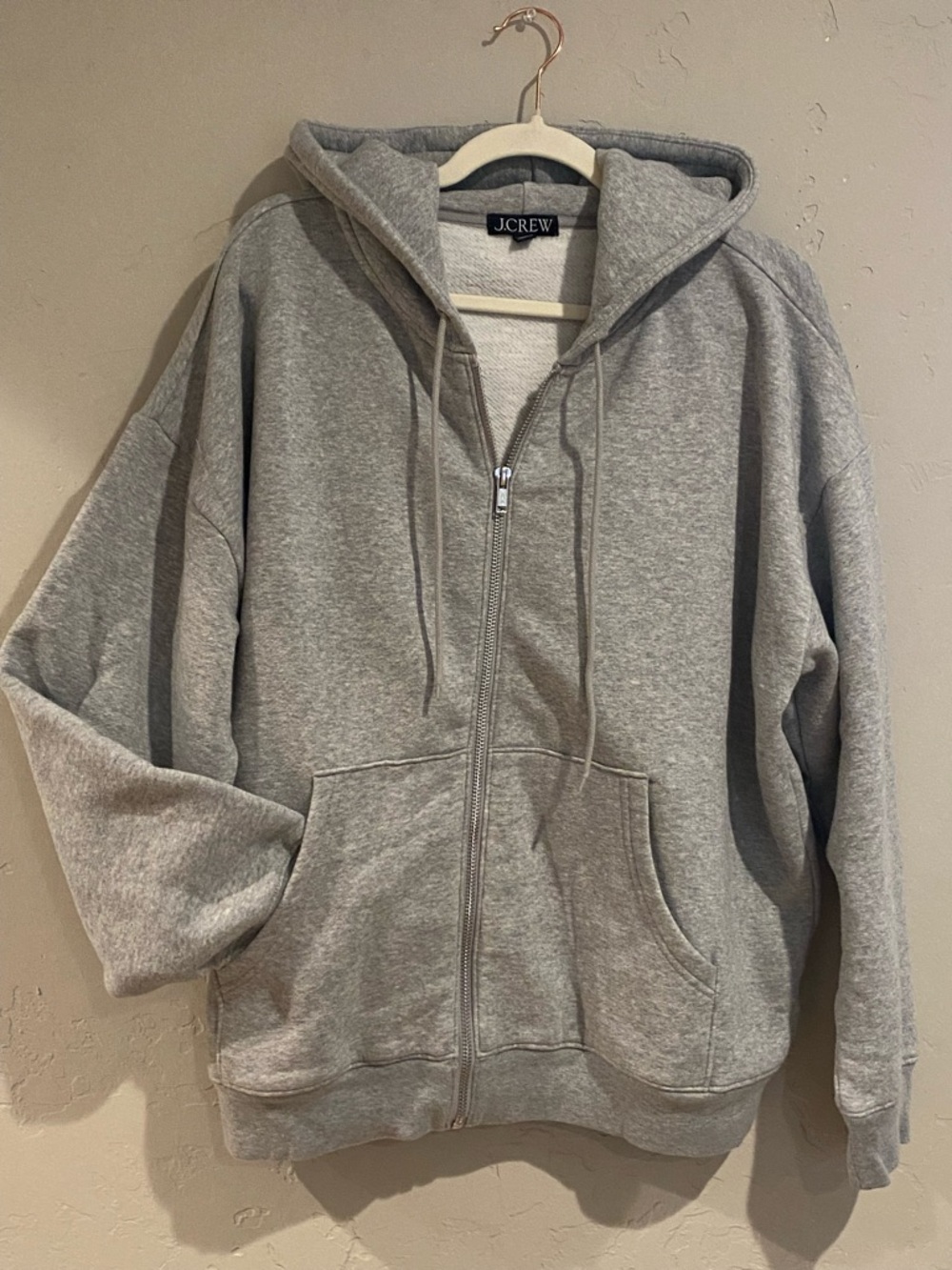 J. Crew Light Grey Zip Hoodie Size Large